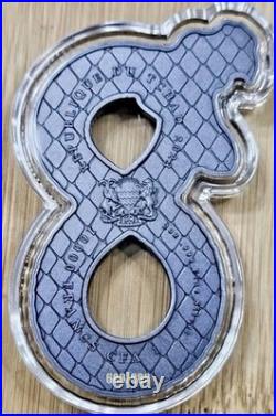 Chad 2 oz 999 Silver Figure 8 Black Mamba High Relief #609/888 Mintage 888 withBox