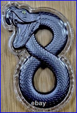 Chad 2 oz 999 Silver Figure 8 Black Mamba High Relief #609/888 Mintage 888 withBox