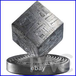 China Aletai Meteorite Cube 2 oz Antique finish Silver Coin 5 Cedis Ghana 2022