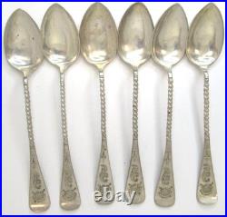 Coin/Sterling Silver 1890 Antique Demi Tasting Twist Spoons Signed MM