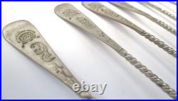 Coin/Sterling Silver 1890 Antique Demi Tasting Twist Spoons Signed MM