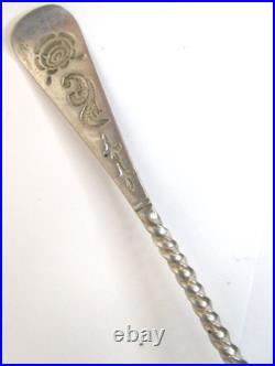 Coin/Sterling Silver 1890 Antique Demi Tasting Twist Spoons Signed MM
