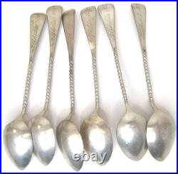 Coin/Sterling Silver 1890 Antique Demi Tasting Twist Spoons Signed MM