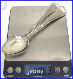 Coin/Sterling Silver 1890 Antique Demi Tasting Twist Spoons Signed MM