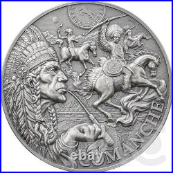 Comanche Tribal Spirit 2 oz Antique finish Silver Coin CFA Cameroon 2024