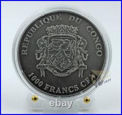 Congo 2012 Rhinoceros Africa 1 Oz Antique Finish Silver Coin