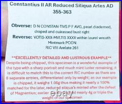 Constantius II AR Reduced Siliqua Arles AD 355-363, QUADRAGENNALIA, LUSTROUS, VF