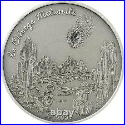 Cook Islands 2021 $5-Meteorite Impacts-La Ciénega 1 Oz Antique Silver Coin