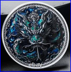 Cool2Coin 2025 Silver Serpent 1 oz Silver Colorized Relief Antiqued 40mm Coin