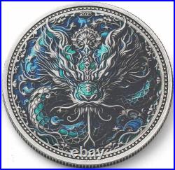 Cool2Coin 2025 Silver Serpent 1 oz Silver Colorized Relief Antiqued 40mm Coin