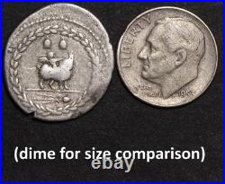 Cupid Riding Goat Denarius 85BC Ancient Roman Republic Silver Coin Apollo Fontei