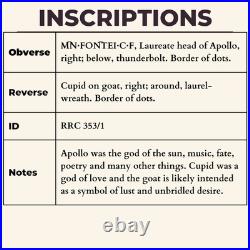 Cupid Riding Goat Denarius 85BC Ancient Roman Republic Silver Coin Apollo Fontei