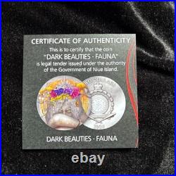 Dark Beauties Fauna 2024 $2 50g Silver Antique Finish Coin Niue Helvetica Mint