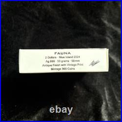 Dark Beauties Fauna 2024 $2 50g Silver Antique Finish Coin Niue Helvetica Mint