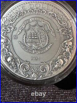 Darkness Rider 2024 2 Oz $5 Pure Silver Antique Finish High Relief Coin Liberi