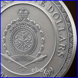 Dazhbog Divine Faces of the Sun 3 oz Antique finish Silver Coin 5$ Niue 2024