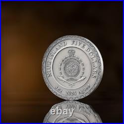 Dazhbog Divine Faces of the Sun 3 oz Antique finish Silver Coin 5$ Niue 2024