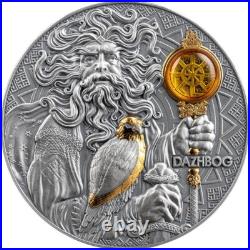 Dazhbog Divine Faces of the Sun 3 oz Antique finish Silver Coin 5$ Niue 2024