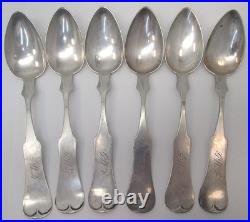 Early 1800s Coin Silver Spoons C. Asmann Erlanger KY Set of 6 MINT Conditon