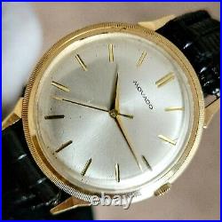 Elegant MOVADO Watch 14K Gold Coin Edge Design Bezel Mechanical Wristwatch Swiss