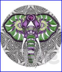 Elephant Mandala Collection 2 oz Antique finish Silver Coin 5$ Niue 2019