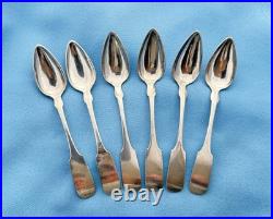 F Bloos Coin Silver 6 Teaspoons Fiddle Pattern 5 3/4 In No Mono 86.8 Gr