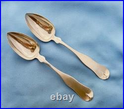 F Richmond Coin Silver 2 Large Serving Spoons 9 Inches Mono 98 Gr