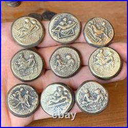FANTASTIC RARE ANCIENT ROMAN SPINTRIA BROTHEL ENTRY TOKEN LOT x9 COINS CALIGULA