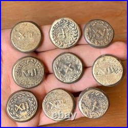 FANTASTIC RARE ANCIENT ROMAN SPINTRIA BROTHEL ENTRY TOKEN LOT x9 COINS CALIGULA
