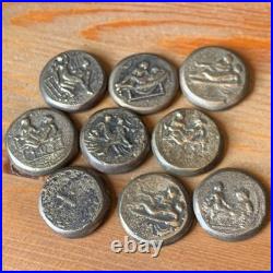 FANTASTIC RARE ANCIENT ROMAN SPINTRIA BROTHEL ENTRY TOKEN LOT x9 COINS CALIGULA