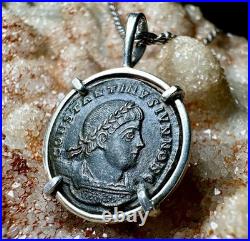 Genuine 4th Century Roman Coin In Sterling Silver Pendant, Constantine II