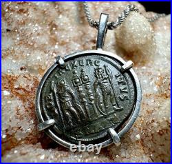 Genuine 4th Century Roman Coin In Sterling Silver Pendant, Constantine II