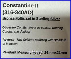 Genuine 4th Century Roman Coin In Sterling Silver Pendant, Constantine II