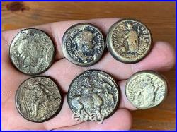 Genuine Set Of 6 Ancient Greek Roman Bronze Rare Coins Antique Authentic Old Era