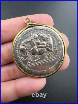 Genuine central Asian Roman old Silver Coin Antique with Gold pendent