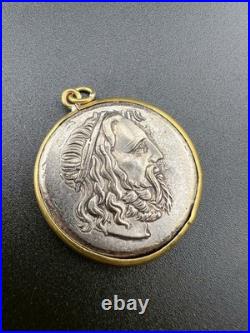 Genuine central Asian Roman old Silver Coin Antique with Gold pendent