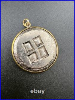 Genuine central Asian Roman old Silver Coin Antique with Gold pendent