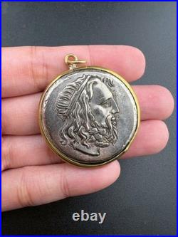 Genuine central Asian Roman old Silver Coin Antique with Gold pendent