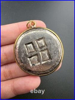 Genuine central Asian Roman old Silver Coin Antique with Gold pendent