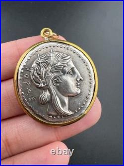 Genuine central Asian Roman old Silver Coin Antique with Gold pendent
