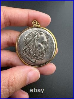 Genuine central Asian Roman old Silver Coin Antique with Gold pendent