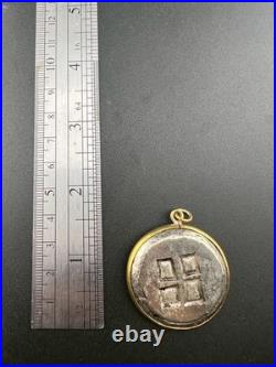 Genuine central Asian Roman old Silver Coin Antique with Gold pendent