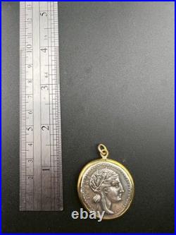 Genuine central Asian Roman old Silver Coin Antique with Gold pendent