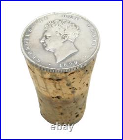 Georgian Sterling Silver Coin Set Cork Bottle Stopper Antique c1830