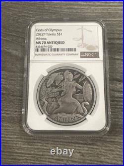 Gods of Olympus 2022P Tuvalu Athena? MS70 Antiqued Silver Coin Gods of Olympus 2022P Tuvalu Athena? MS70 Antiqued Silver Coin