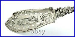 Gorgeous Albert Coles CATTAIL DOLPHIN Coin Silver FISH SERVER 5 oz