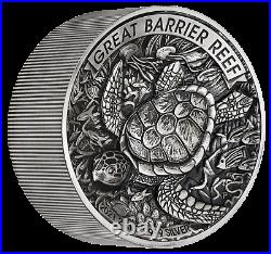 Great Barrier Reef 2021 2 Kilo 9999 Silver Antiqued High Relief $60 Coin 200-mtg