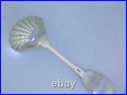 Great Early Coin Silver pierced Serving Ladle Sifter with woman Medallion engraved