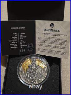 Guardian Angel 2oz Silver Antiqued Gilded High Relief Coin Niue 2023 year