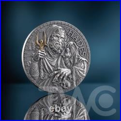 Hades The Great Greek Mythology 2oz Antique finish Silver Coin CFA Cameroon 2025